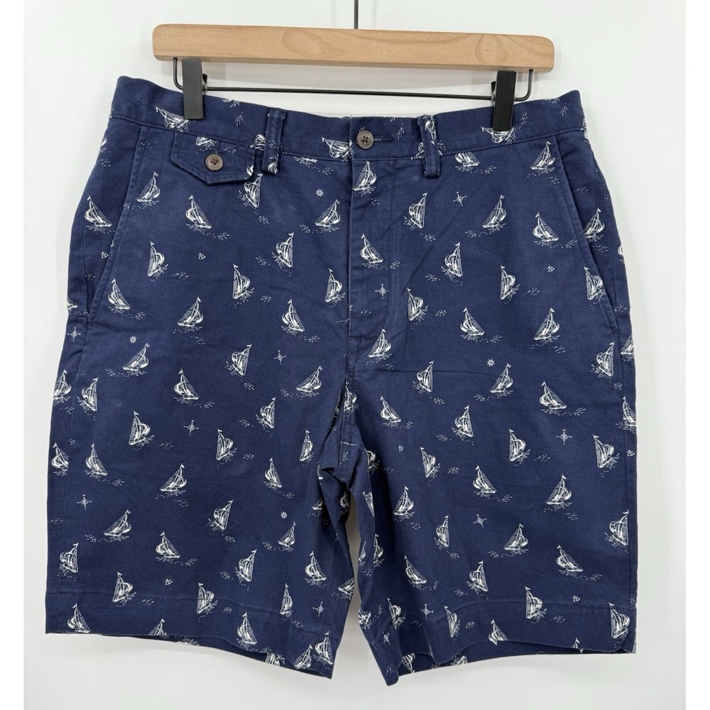 Polo Ralph Lauren Shorts Men 32 Blue Boats Sailboats Chino Preppy Cotton Stretch